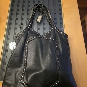 Badgley Mischka Black Studded Leather Bag